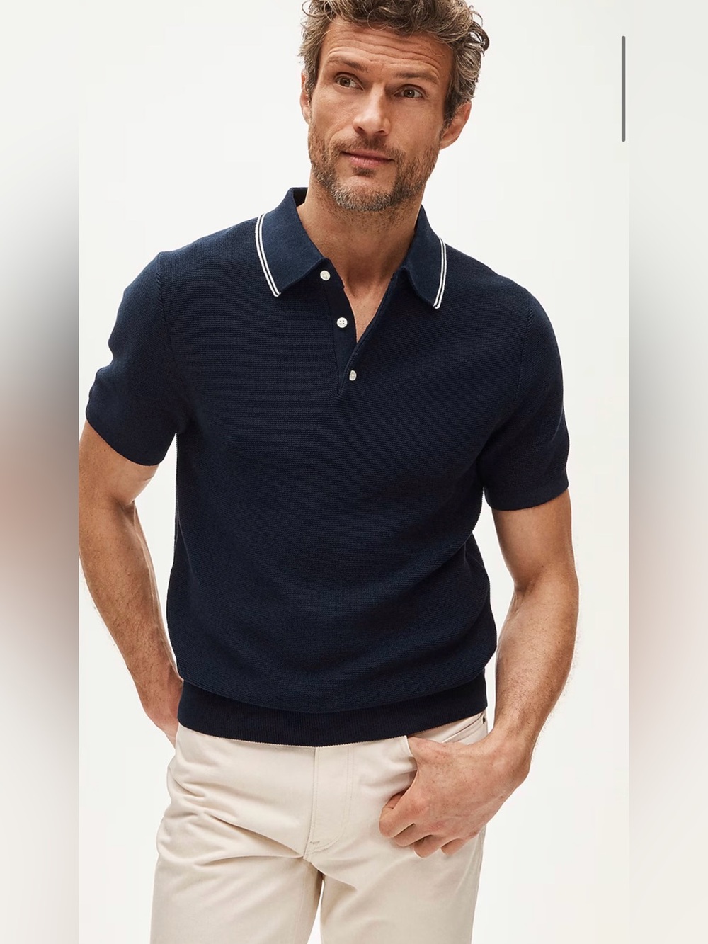 J. CREW Short-sleeve tipped sweater-polo in Pima cotton  Retails $118  Size M